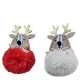 Fluffy Reindeers Hanging Decoration Red 