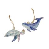 Turtle & Whale Hanging Decorations Blue 