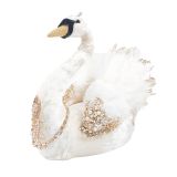 Pretty Swan with Feathers Decoration Whi