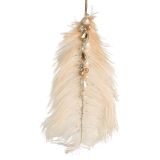 Elegant Feather with Beads Hanging Decor