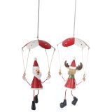Santa & Reindeer Parachuting Hanging Dec