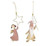 Santa & Angel Holding Tree and Star Hang