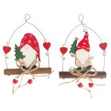 Quirky Wooden Tomte Santa Sitting on Bra