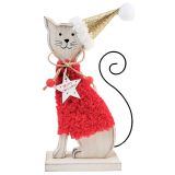 Cute Cat with Hat Decoration Red & White
