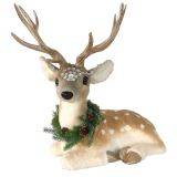 Elegant Laying Reindeer with Wreath Deco