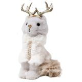 Fluffy Cat with Antlers Decoration White