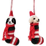 Christmas Dogs in Stocking Hanging Decor