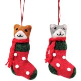 Christmas Cats in Stocking Hanging Decor