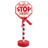 Santa Stop Here Sign with Lights Decorat