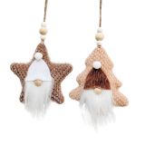 Fabric Tomte Santa Head in Tree & Star H