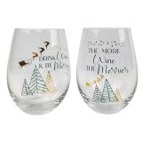 Drink Wine & Be Merry Wine Glass Sage 12