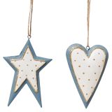 Spotted Star & Heart Hanging Decoration 