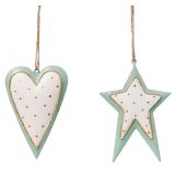 Spotted Star & Heart Hanging Decoration 