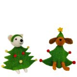 Dogs dressed as Trees Hanging Decoration
