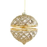 Hinged Glass Bauble Champagne 10cm 
