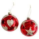 Glitter Heart Baubles Hanging Dec