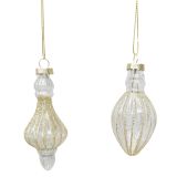 Bulb & Drop Glass Baubles Clear 11cm (2 