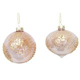 Dandelion Burst Glass Baubles Pink 8cm (