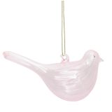 Bird Glass Bauble Pink 11cm 