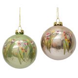 May Gibbs Glass Baubles Green & Gold 8cm