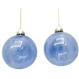 Etched Star & Snowflake Glass Baubles Bl