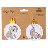 FB Aus Animals Bauble Gift Tag Green & R