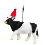 Cow with Christmas Hat Hanging Decoratio