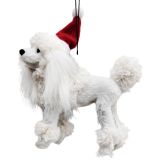 Poodle with Christmas Hat Hanging Decora