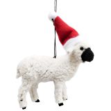 Sheep with Christmas Hat Hanging Decorat
