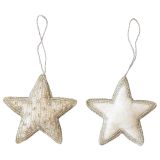 Pretty Beaded Star Hanging Decoration Wh