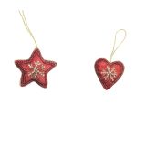 Embroided Heart & Star Hanging Decoratio