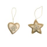 Embroided Heart & Star Hanging Decoratio