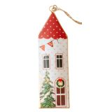 House Hanging Decoration White & Red Med