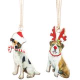 Christmas Dogs with Hat & Antlers Hangin