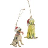 Dogs with Candy Canes Metal Hanging Deco