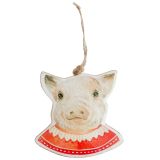 Pig in Sweater Metal Hanging Decoration 