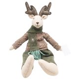 Fabric Sitting Reindeer Decoration Olive