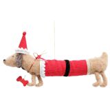Felt Sausage Dog Santa Hanging Decoratio