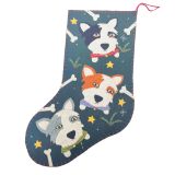 Dog Fabric Hanging Stocking Green 45cm 