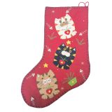 Cat Fabric Hanging Stocking Red 45cm 