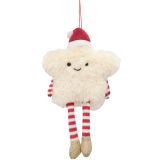 Fluffy Star Hanging Decoration Cream & R