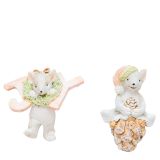 Mice in Joy & Acorn Resin Hanging Pink &