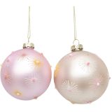 Star Burst Glass Baubles Pink & Yellow 8