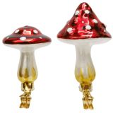 Toadstool Glass Clips Red 8cm (2 Asst)