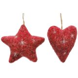 Fluffy Heart & Star Hanging Decoration R