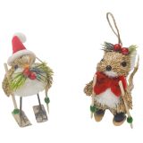 Skiing Mouse & Bird Hanging decoration N