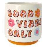 Retro Floral Good Vibes Only Planter Col