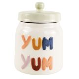 Yum Yum Treat Jar White & Colourful 14cm