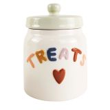 Treats Treat Jar White & Colourful 16cm 