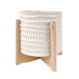 Everly Planter on Legs White  Natural M